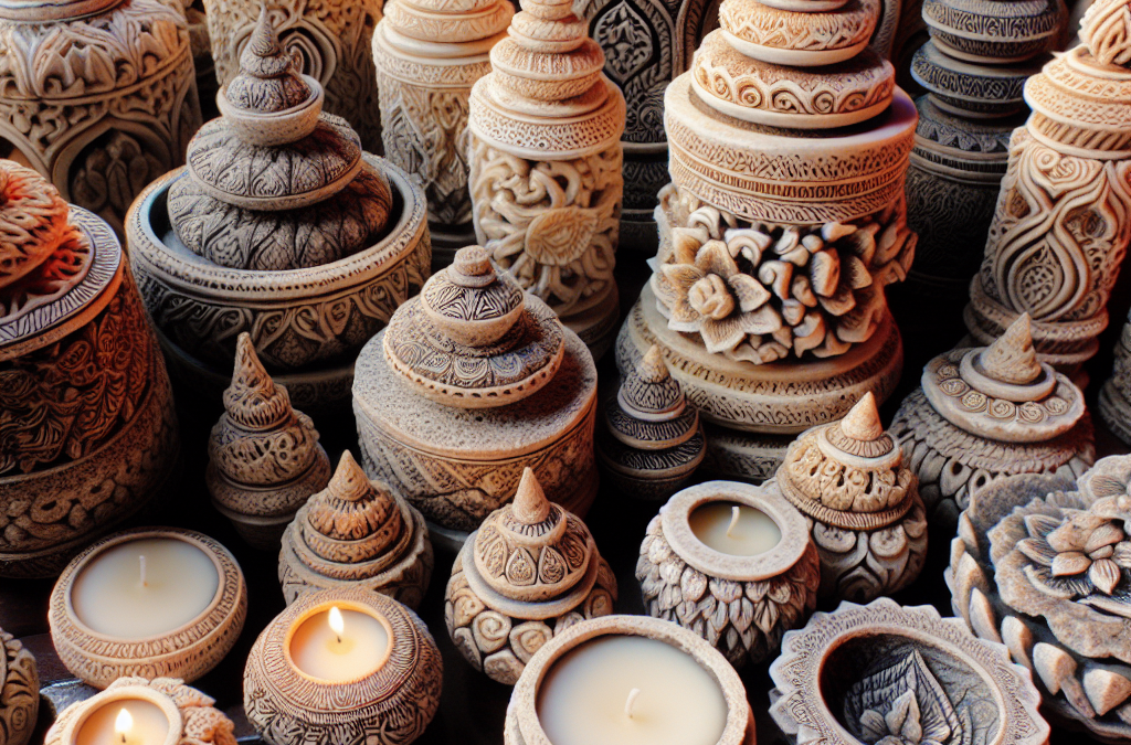 Handcrafted stone candles for home